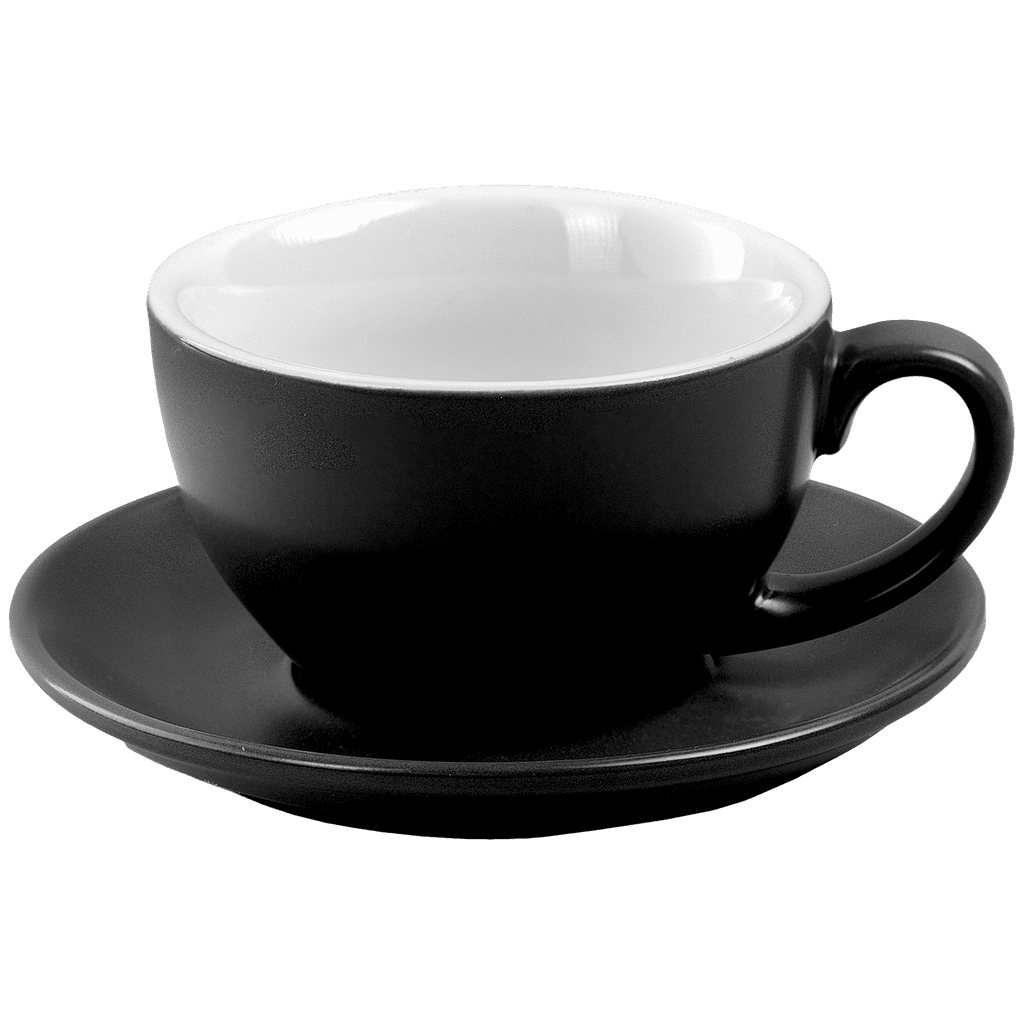 Ceramic Cup w/saucer (Black) - 180ml/6oz