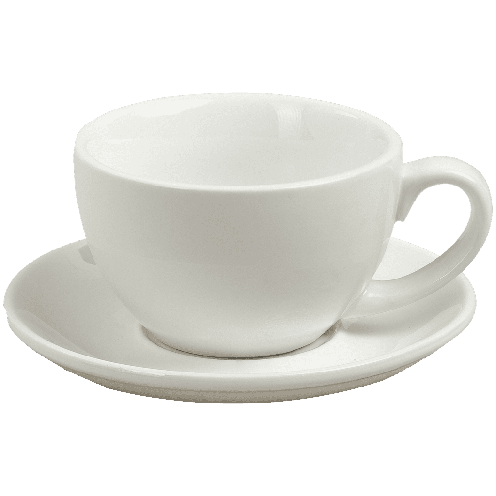 [AC-COA-GN-64] Ceramic Cup w/saucer (White) - 300ml/10oz