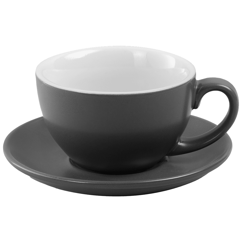 [AC-COA-GN-59] Ceramic Cup w/saucer (Grey) - 180ml/6oz