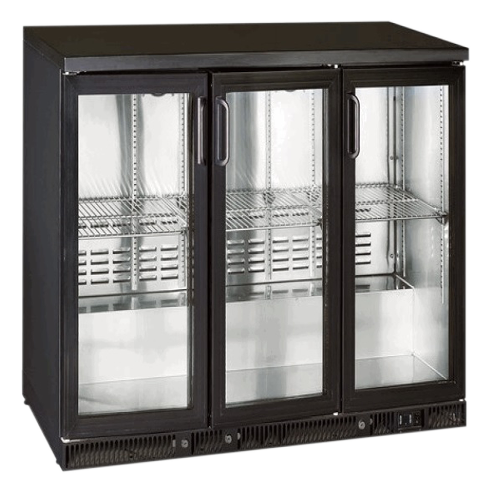 [ME-TOL-04-16] Three Door Glass Undercounter Refrigerator - SGD315-E- Black