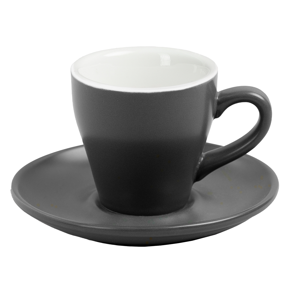 [AC-COA-GN-57] Ceramic Cup W/Saucer (Gray) - 90ml/3oz