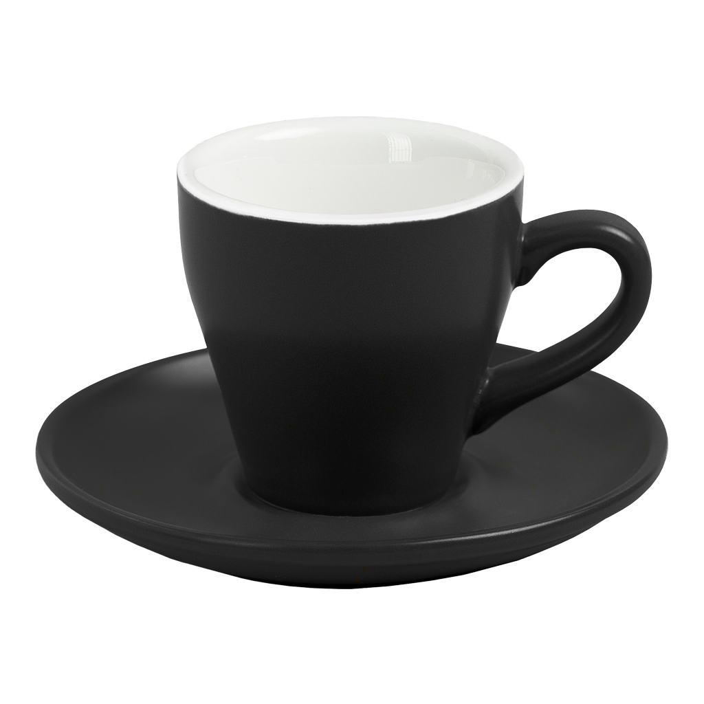 [AC-COA-GN-51] Ceramic Cup W/Saucer (Black) - 90ml/3oz